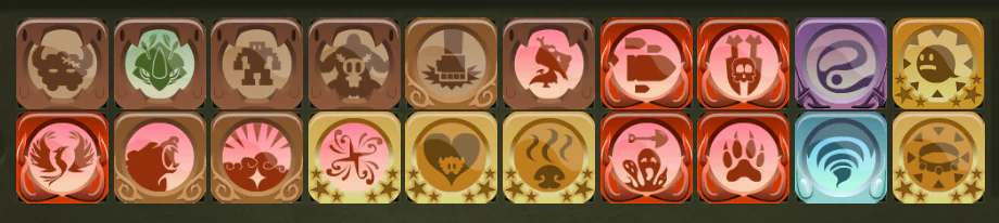 Deux rangées d’icônes de sorts de classe importées de Dofus 3.